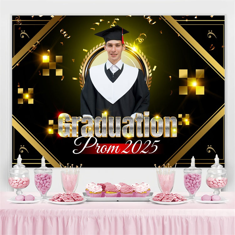 Personalisierte Graduation Backdrop Dazzling Gold Graduation Party Backdrop BRP3-30