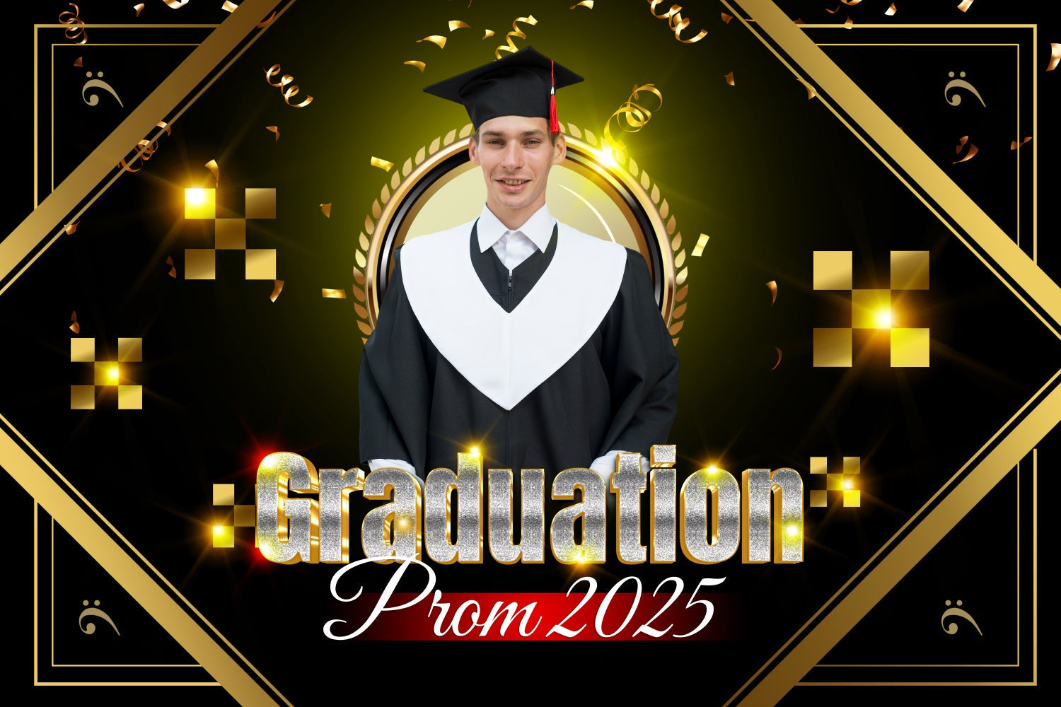 Personalisierte Graduation Backdrop Dazzling Gold Graduation Party Backdrop BRP3-30