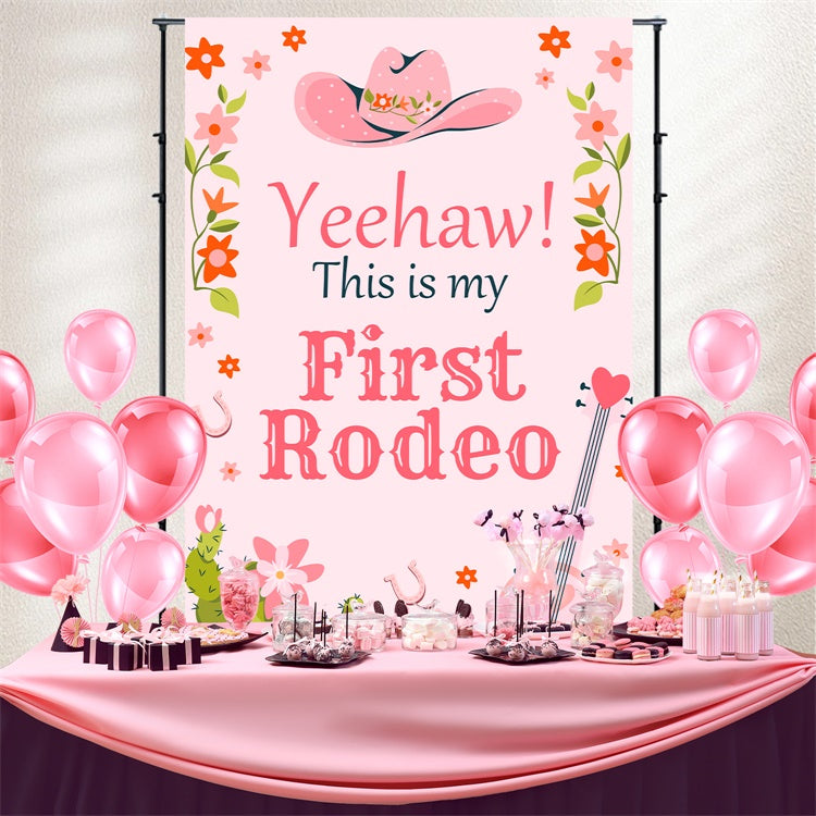 Individuelle Backdrops für Geburtstage Cute Cowgirl Floral Backdrop BRP3-37