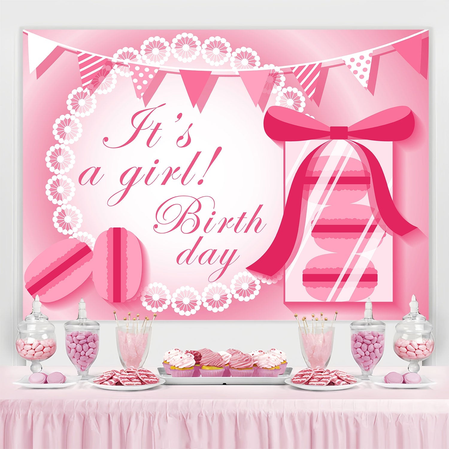 Custom Birthday Party Backdrop Schmetterling Bogen Sweet Backdrop BRP3-55