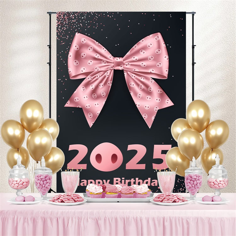 Personalisierte Backdrop für Geburtstag Elegant Rosa Schleife Backdrop BRP3-58
