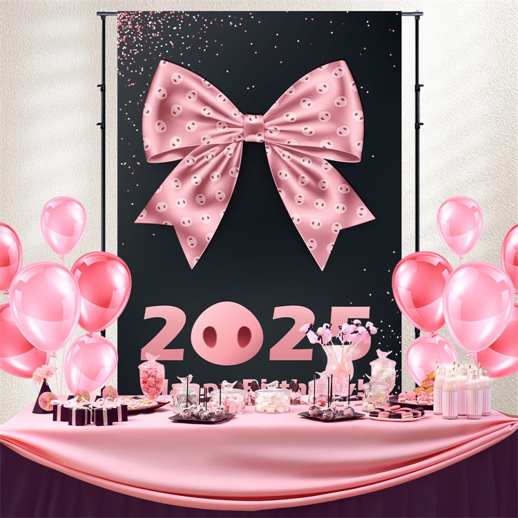 Personalisierte Backdrop für Geburtstag Elegant Rosa Schleife Backdrop BRP3-58