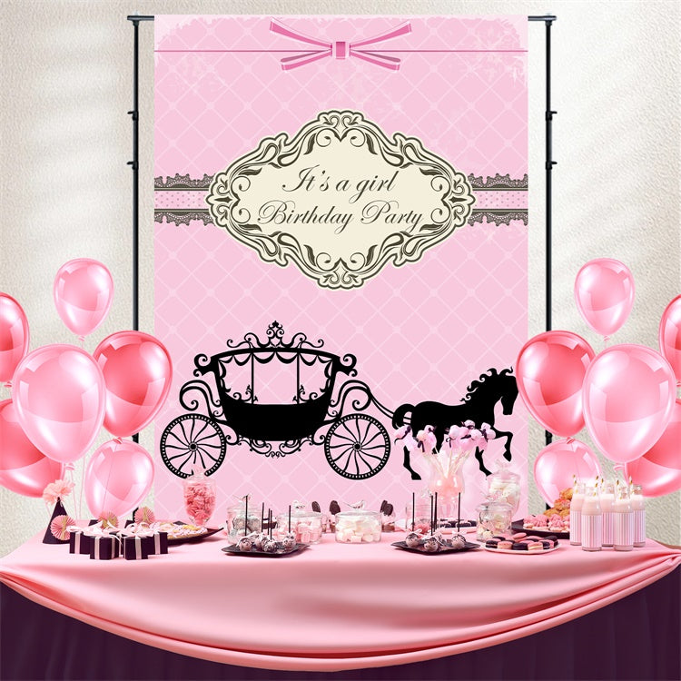 Customized Geburtstag Backdrop Schwarze Silhouette Kutsche Hintergrund BRP3-61