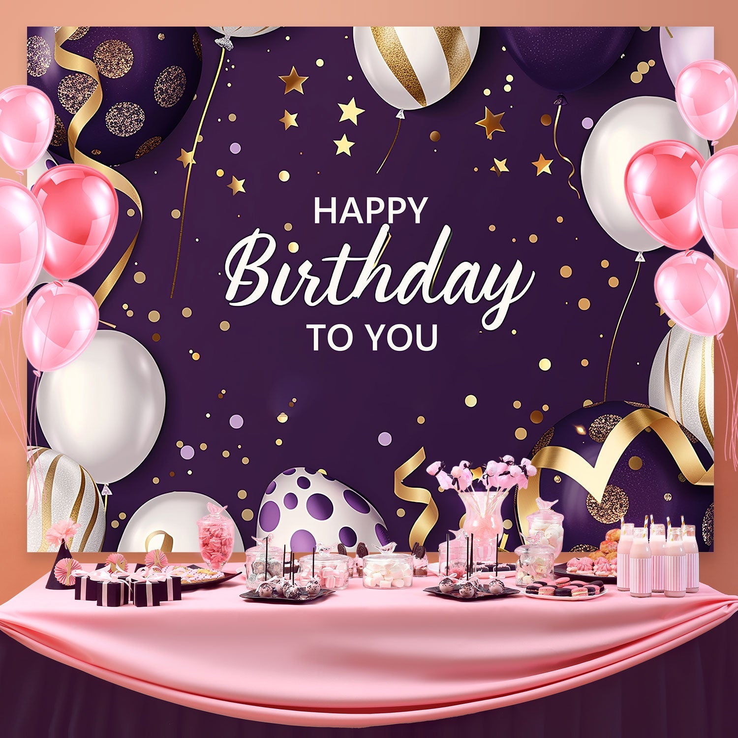 Custom Made Birthday Backdrops Elegante Ballons Glam Backdrop BRP3-67