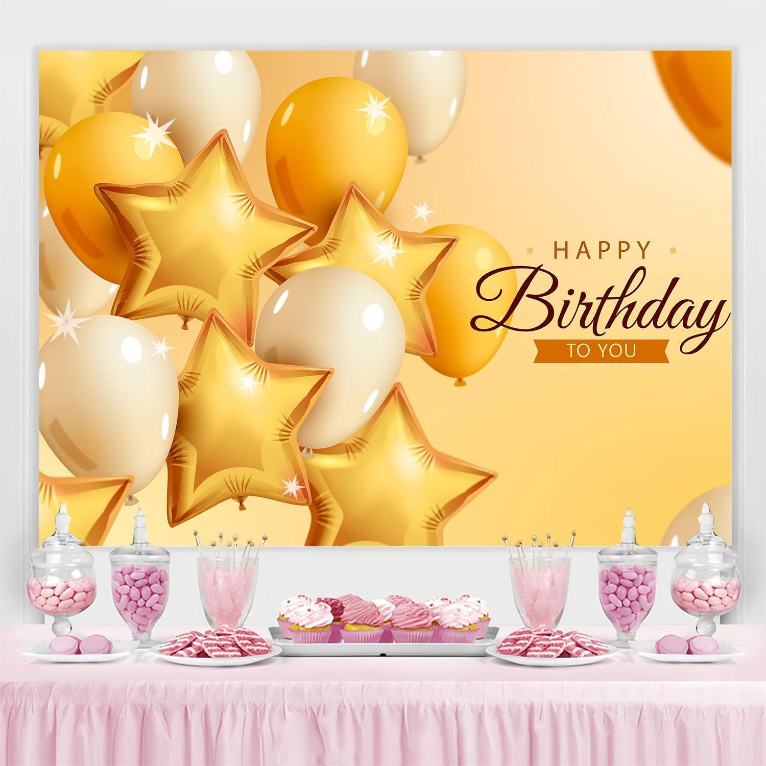 Geburtstag Backdrop Personalisierte Luxus Goldene Luftballons Backdrop BRP3-71