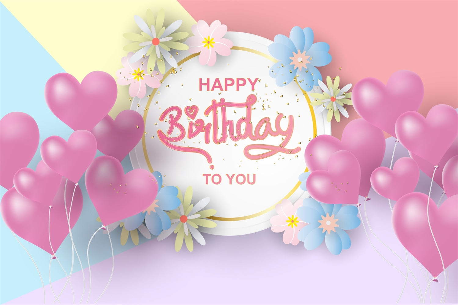 Customize Backdrop für Geburtstag Romantische Blumen Ballon Hintergrund BRP3-73