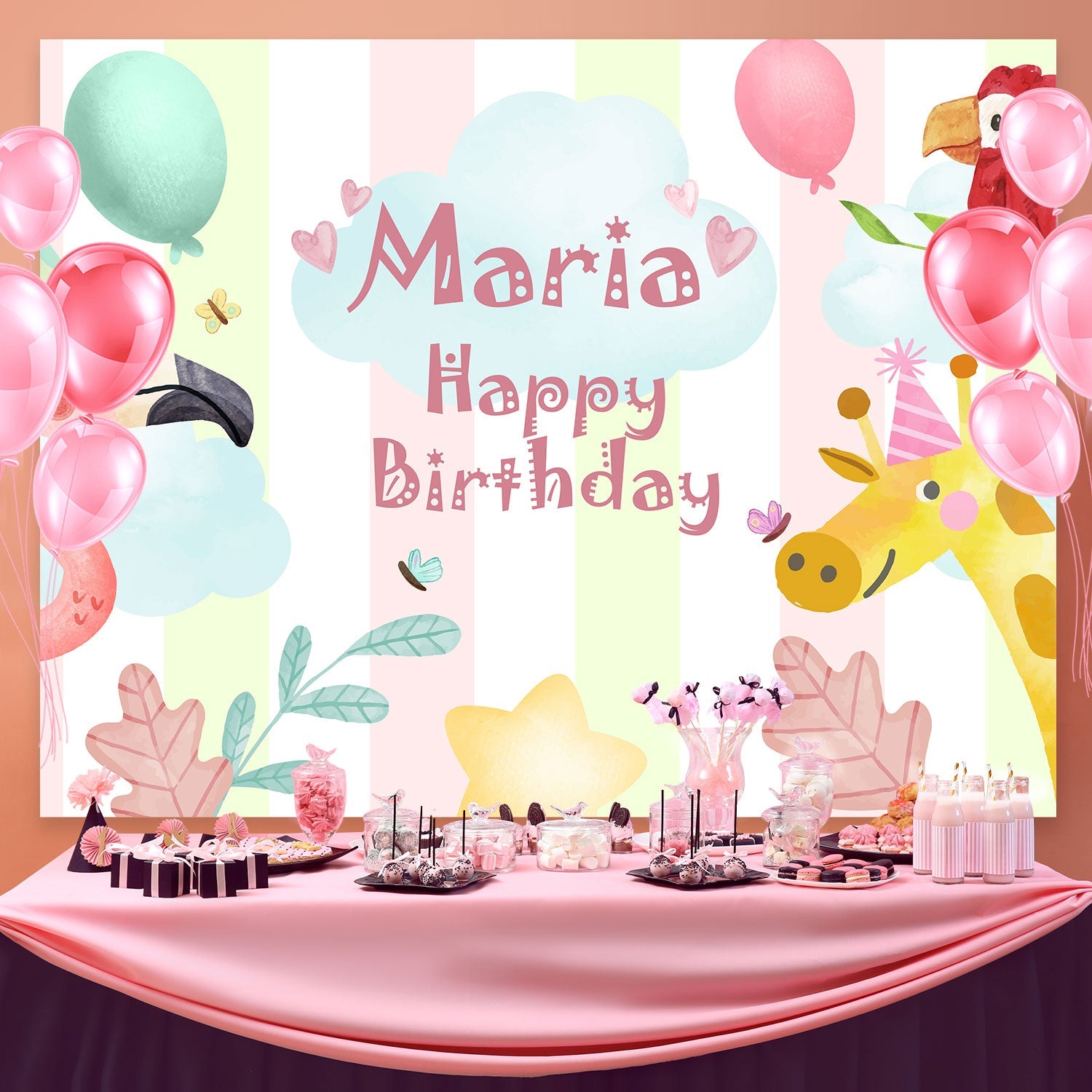 Personalisierte Backdrop für Geburtstag Safari Tier Party Backdrop BRP3-76