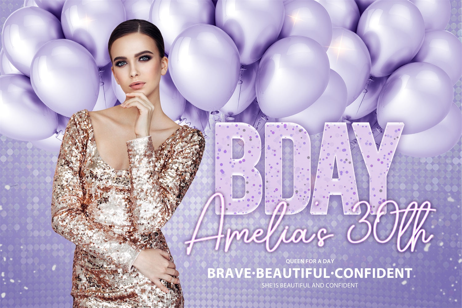 Personalisierte Geburtstag Fotokulisse Chic Lila Ballon Hintergrund BRP3-79