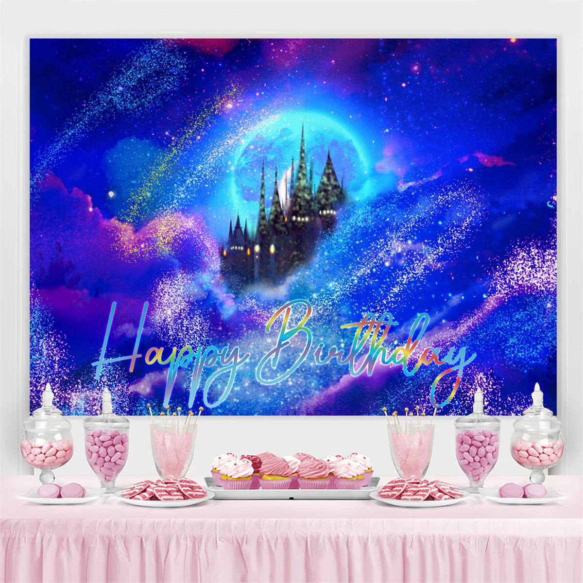 Personalisierte Geburtstag Backdrops Enchanted Galaxy Castle Backdrop BRP3-80