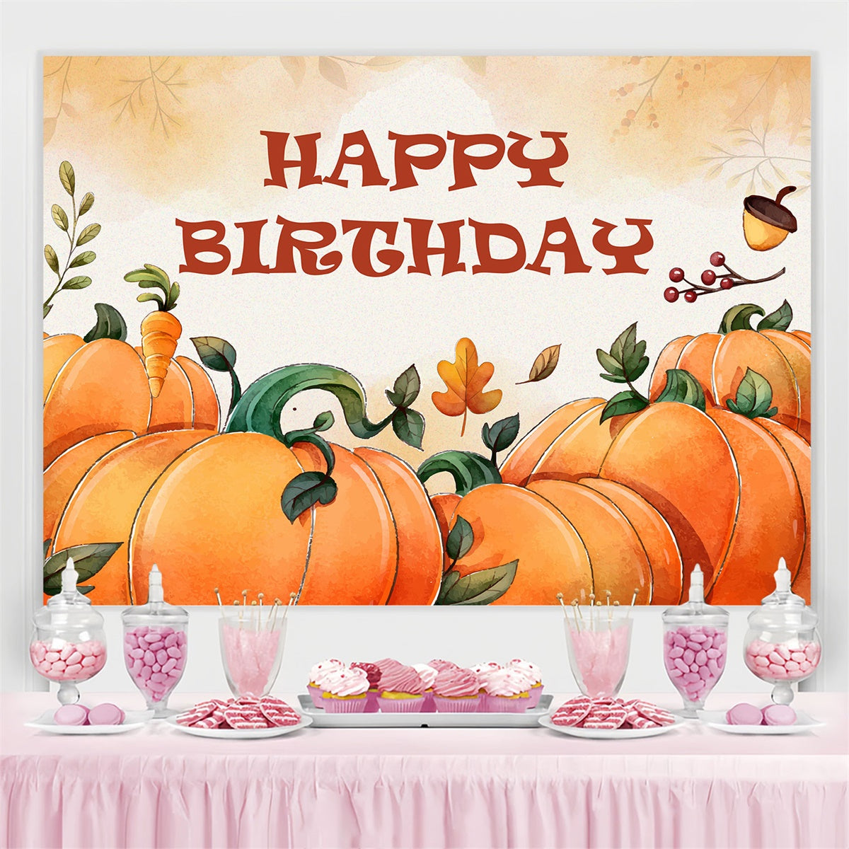 Geburtstag Backdrop Personalisierte Rustikale Kürbis Ernte Backdrop BRP3-87