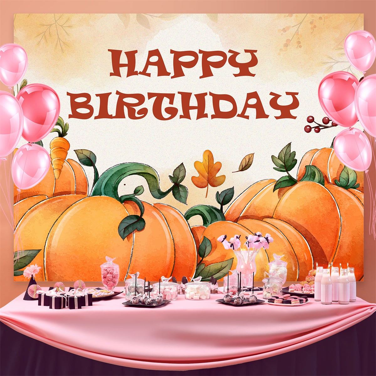 Geburtstag Backdrop Personalisierte Rustikale Kürbis Ernte Backdrop BRP3-87