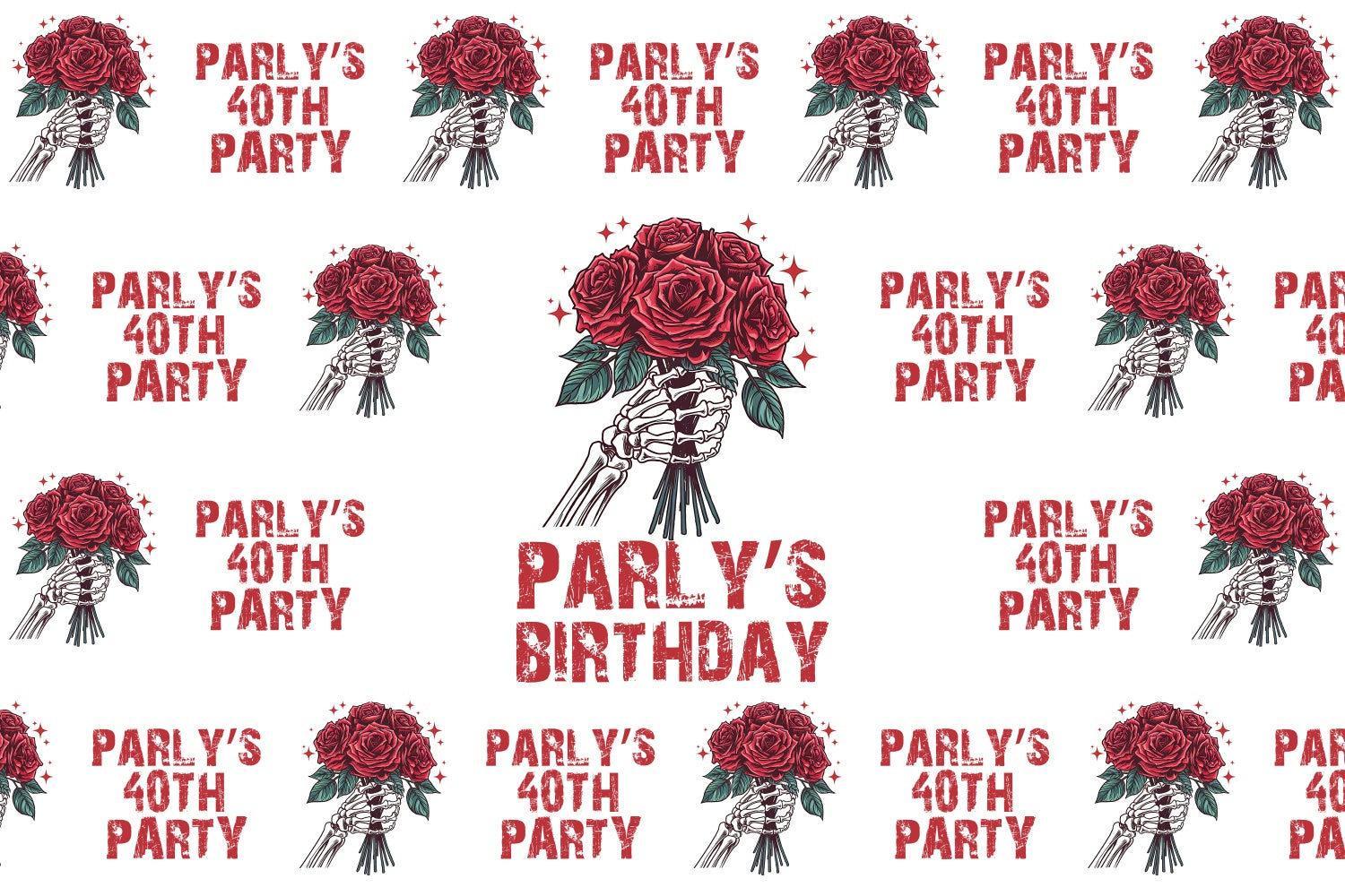 Personalisierte 40. Geburtstag Backdrop Gothic Rose Totenkopf Backdrop BRP3-93