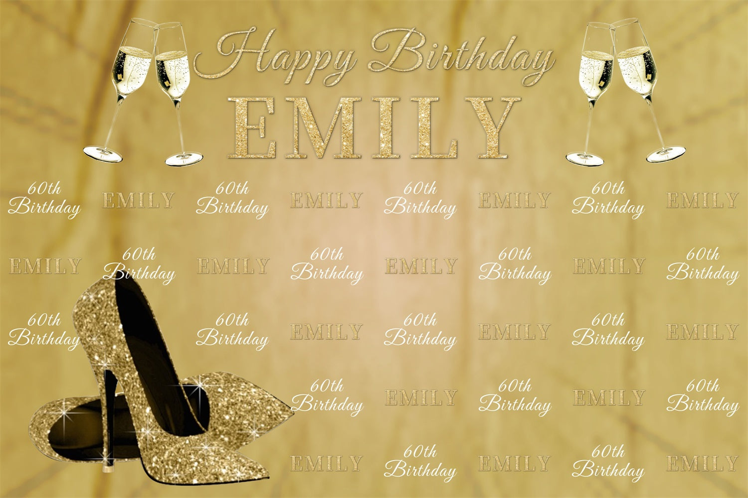 Personalisierte 60. Geburtstag Backdrop Luxus Champagner Gold Backdrop BRP3-98