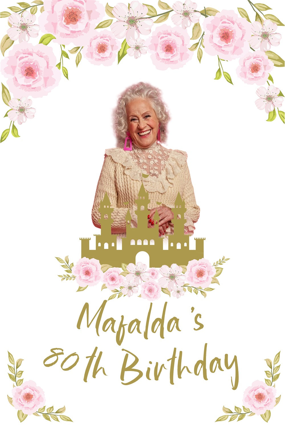 Personalisierte Geburtstag Foto Backdrop Blumen Schloss 60th Ballon Backdrop BRP4-16