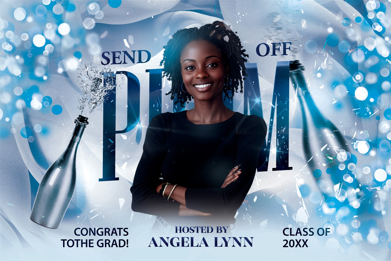 Prom 2025 Backdrop Blau Champagner Graduation Party Backdrop BRP4-152