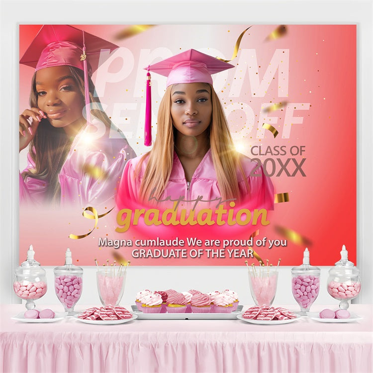 Abschlussball-Fotohintergrund Farbverlauf Koralle Individueller Abschlussfeier-Hintergrund BRP4-159