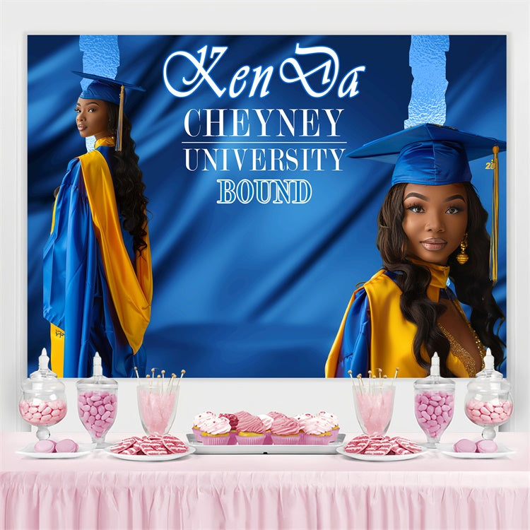Personalisierte Graduation Backdrop Satin Blau Graduation Party Backdrop BRP4-163