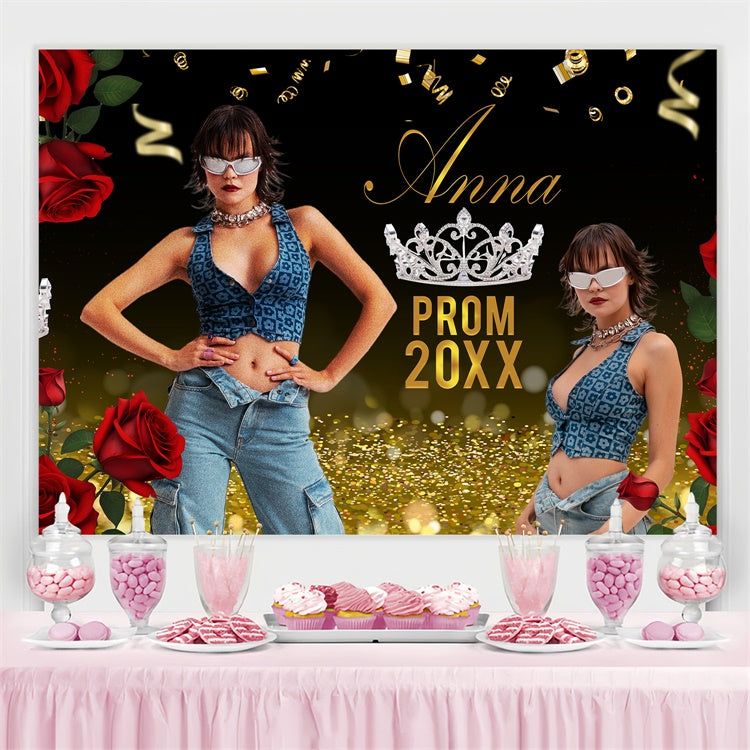 Abschlussball 2025 Backdrop Rose Golden Sparkle Graduation Party Backdrop BRP4-164