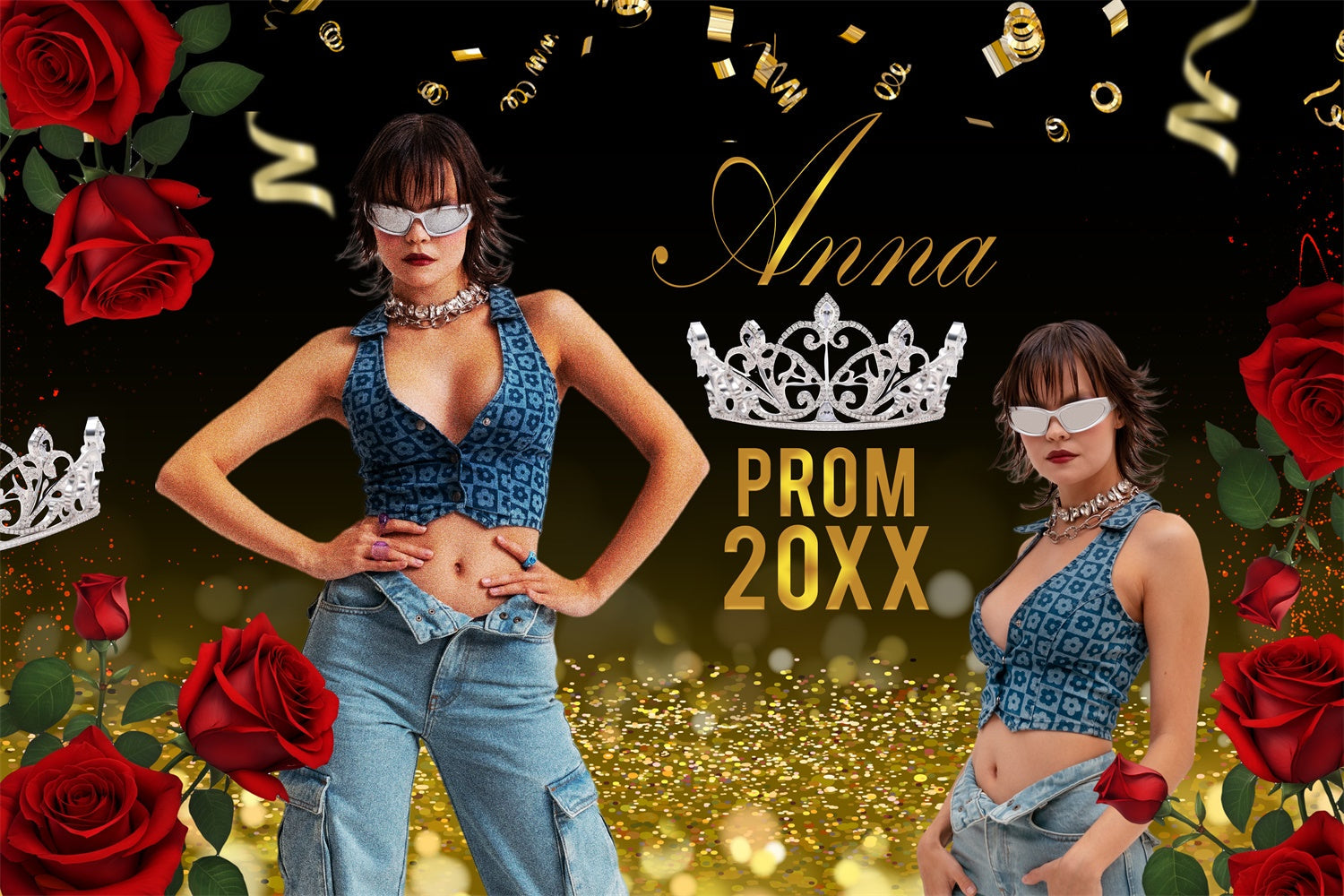 Abschlussball 2025 Backdrop Rose Golden Sparkle Graduation Party Backdrop BRP4-164