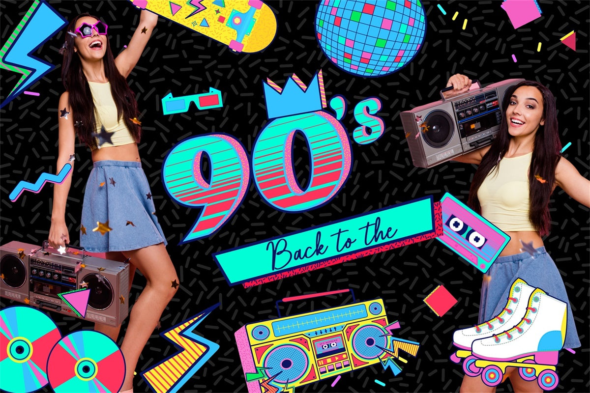 Backdrops für Tänze Bright Neon 90s Vibes Customized Backdrop BRP4-188