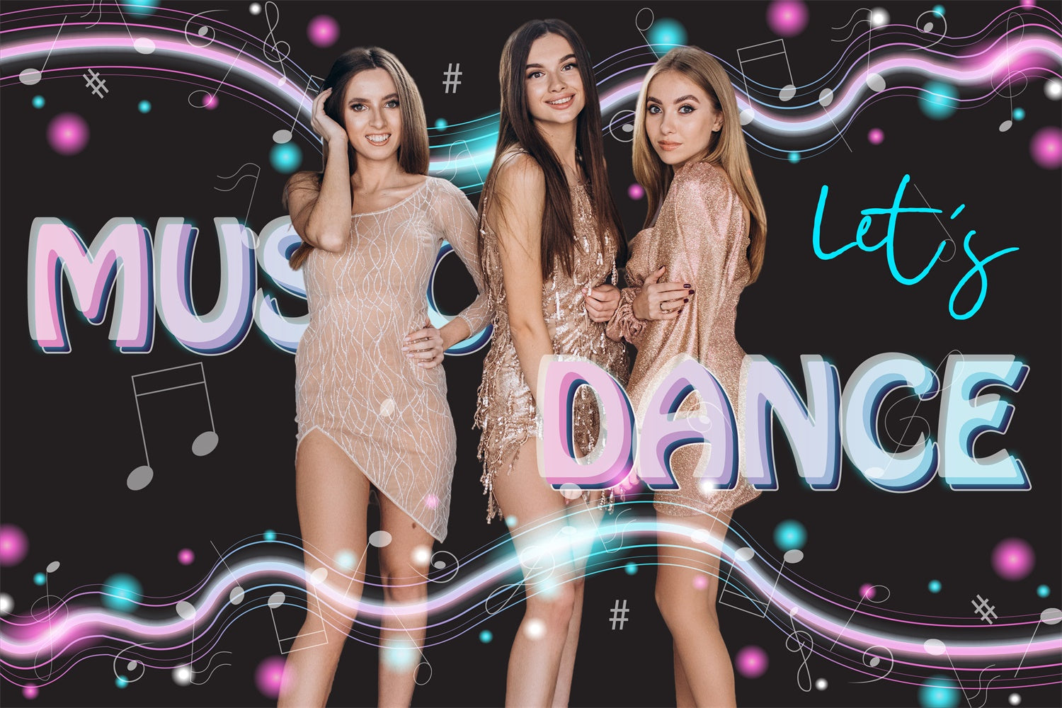 Backdrop Tanz Musikalisches Glühen Elegante Party Personalisierter Hintergrund BRP4-191