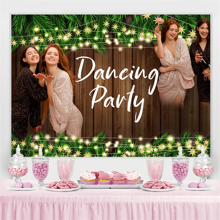 Tanz Party Backdrops Holz Wand String Lichter personalisiert Backdrop BRP4-201