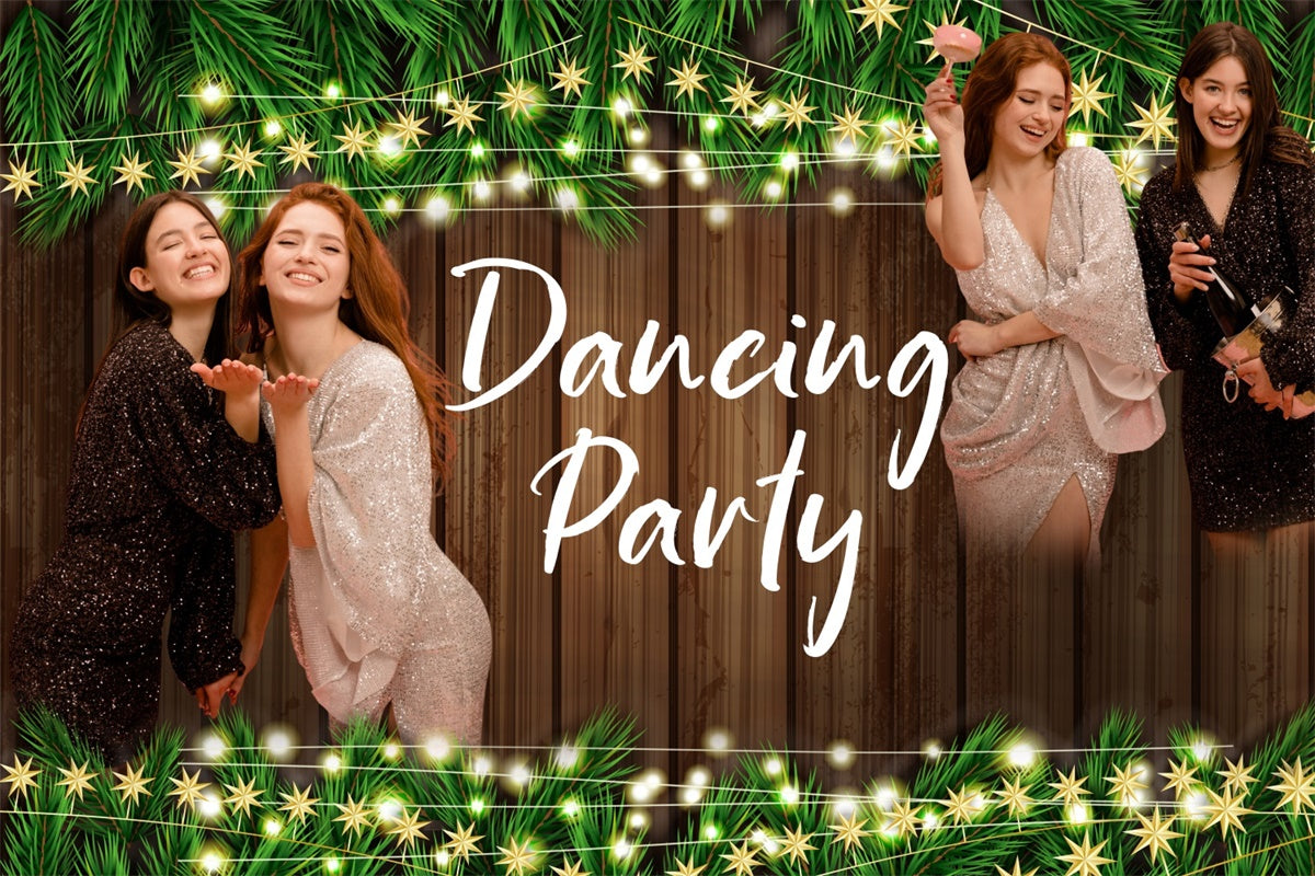 Tanz Party Backdrops Holz Wand String Lichter personalisiert Backdrop BRP4-201