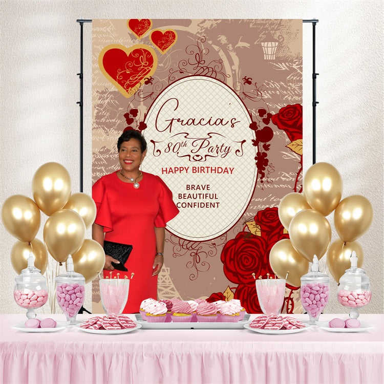 Benutzerdefinierte Geburtstag Backdrop Lace Rose 60th Backdrop BRP4-22