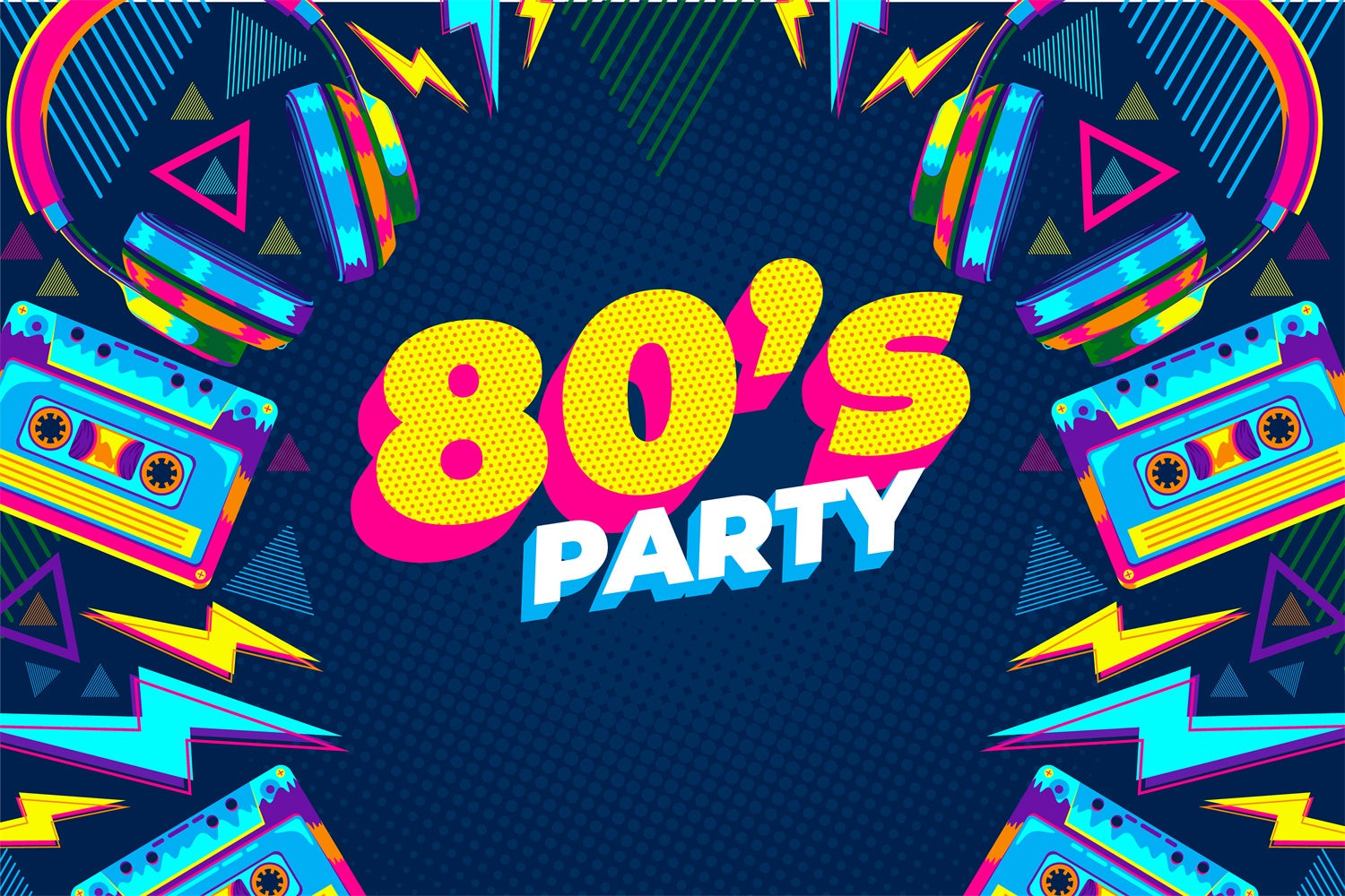 Tanz-Hintergrund im Comic-Stil 80er Jahre Tanzparty Customized Backdrop BRP4-215