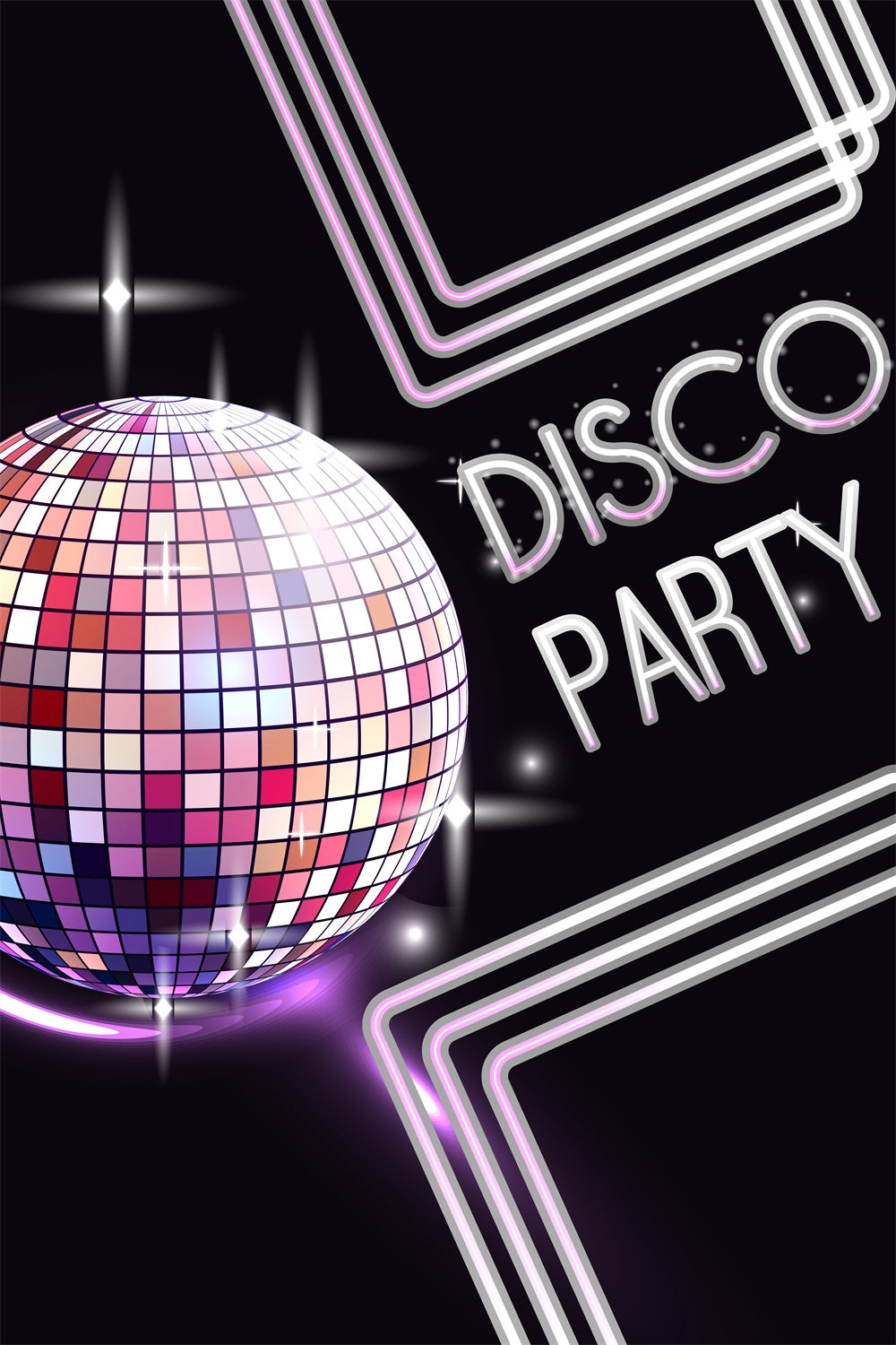 Tanz-Fotohintergrund Disco Ball Neon Linien Personalisierter Hintergrund BRP4-222