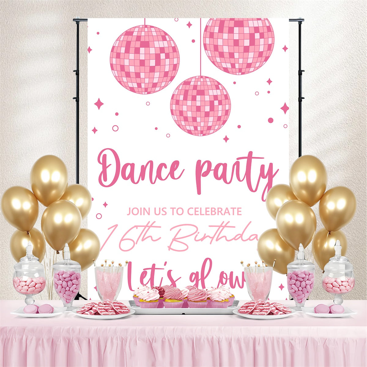 Tanz Backdrop Ideen Soft Pink Geburtstag Thema benutzerdefinierte Backdrop BRP4-228