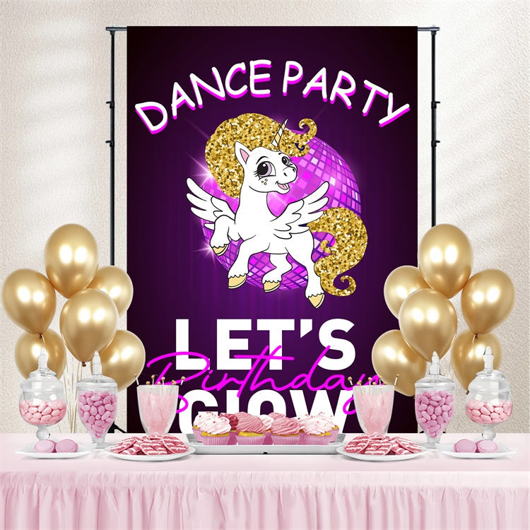 Backdrop Tanz Glitter Einhorn Disco Party Individuelles Backdrop BRP4-231