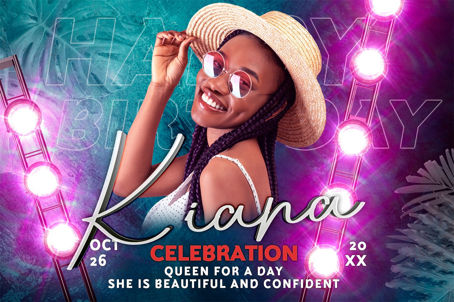 Personalisierte Backdrops Geburtstag Tropical Pastel Lights Backdrop BRP4-33