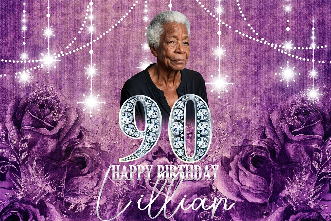 Personalisierte 50th Geburtstag Backdrops Lila Gems Backdrop BRP4-35