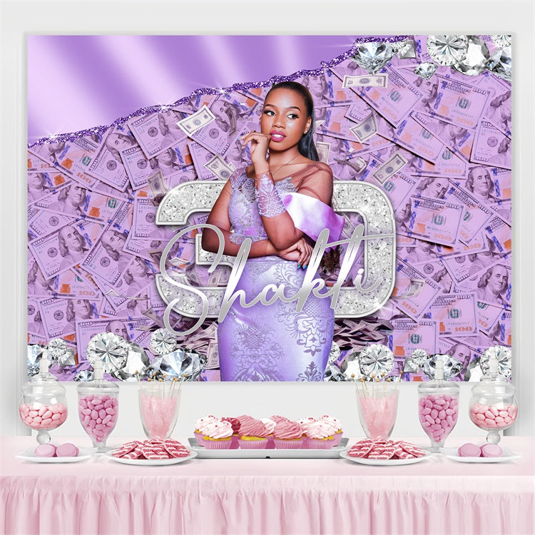 Benutzerdefinierte Geburtstag Backdrops Lila Bloom 30th Party Backdrop BRP4-37