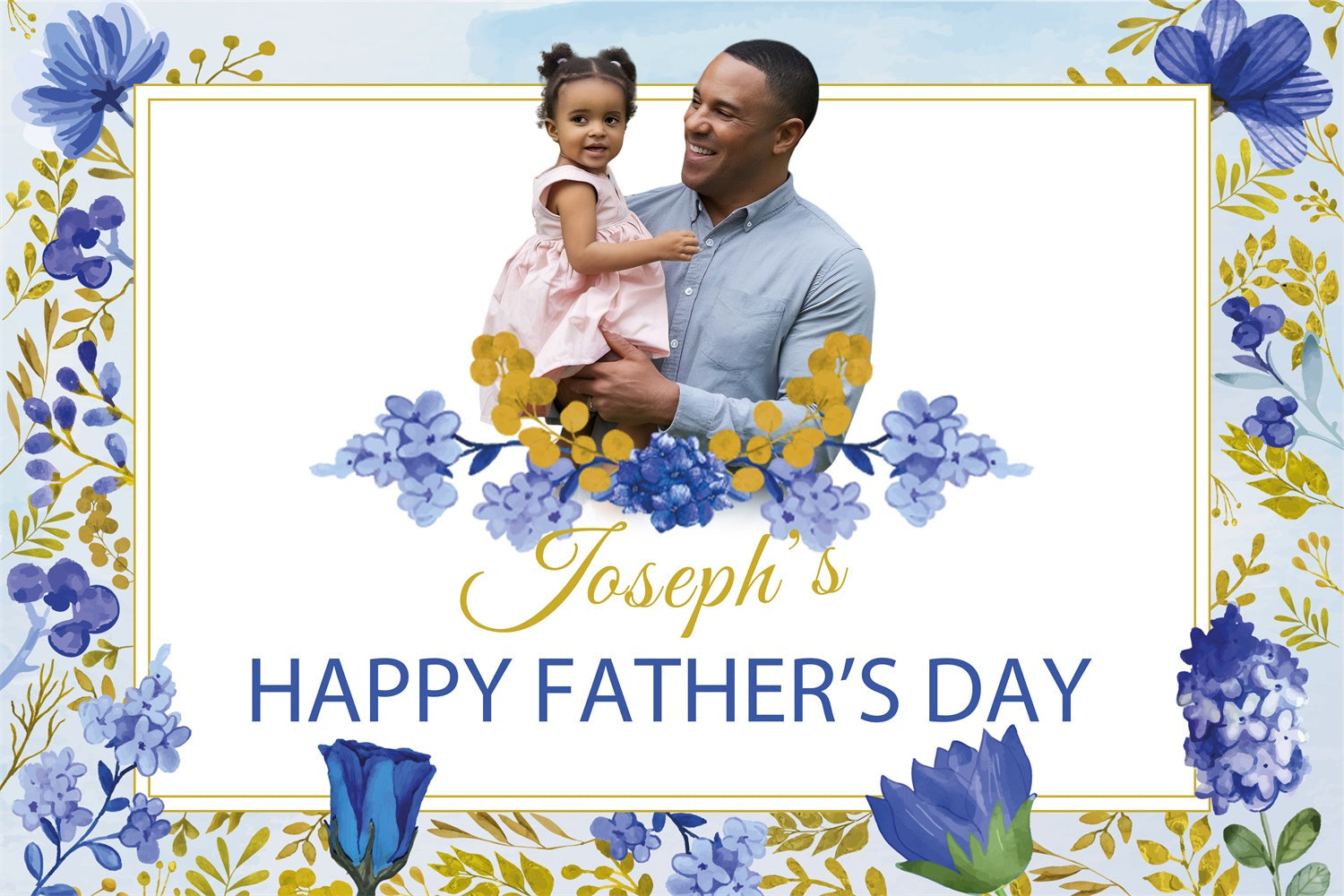 Vatertag Backdrop Ideen Goldener Rahmen Floral Individuelles Backdrop BRP4-98