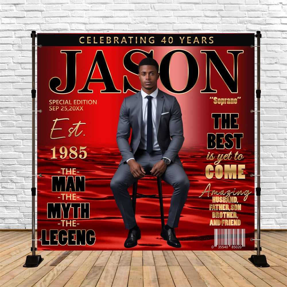 40. Geburtstag Backdrop Magazin Stil Personalisierte Backdrop BRP5-103