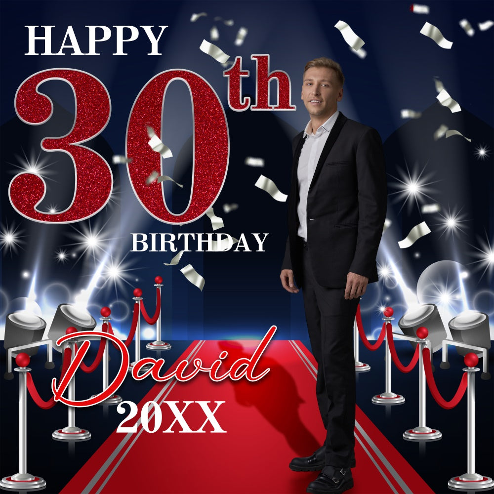 Personalisierte Geburtstag Backdrop Red Carpet Spotlight 30. Geburtstag Backdrop BRP5-111