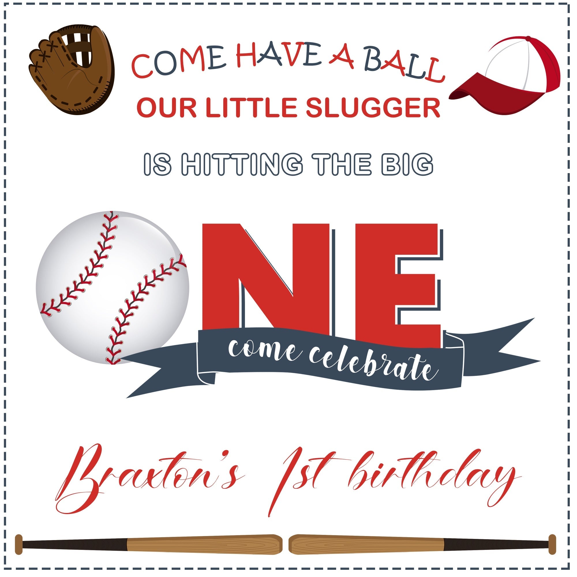 1. Geburtstag Backdrop Baseball Thema Sport Customized Backdrop BRP5-120