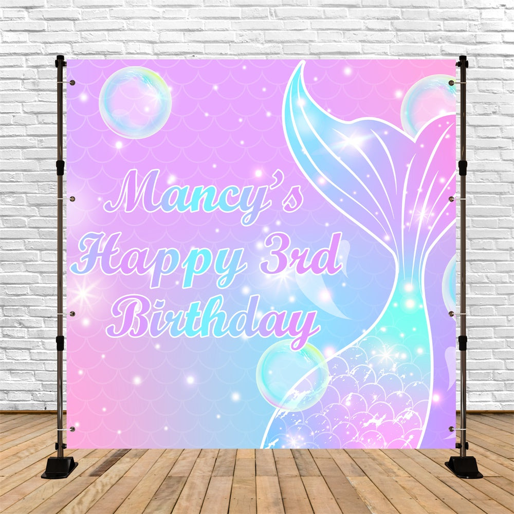 Custom Birthday Backdrop funkelnde Meerjungfrau Schwanz 3. Backdrop BRP5-124