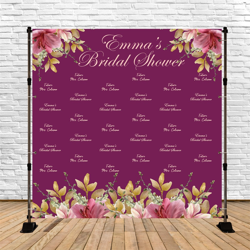 Brautdusche Fotohintergrund Lila Floral Repeat Personalisierter Hintergrund BRP5-159