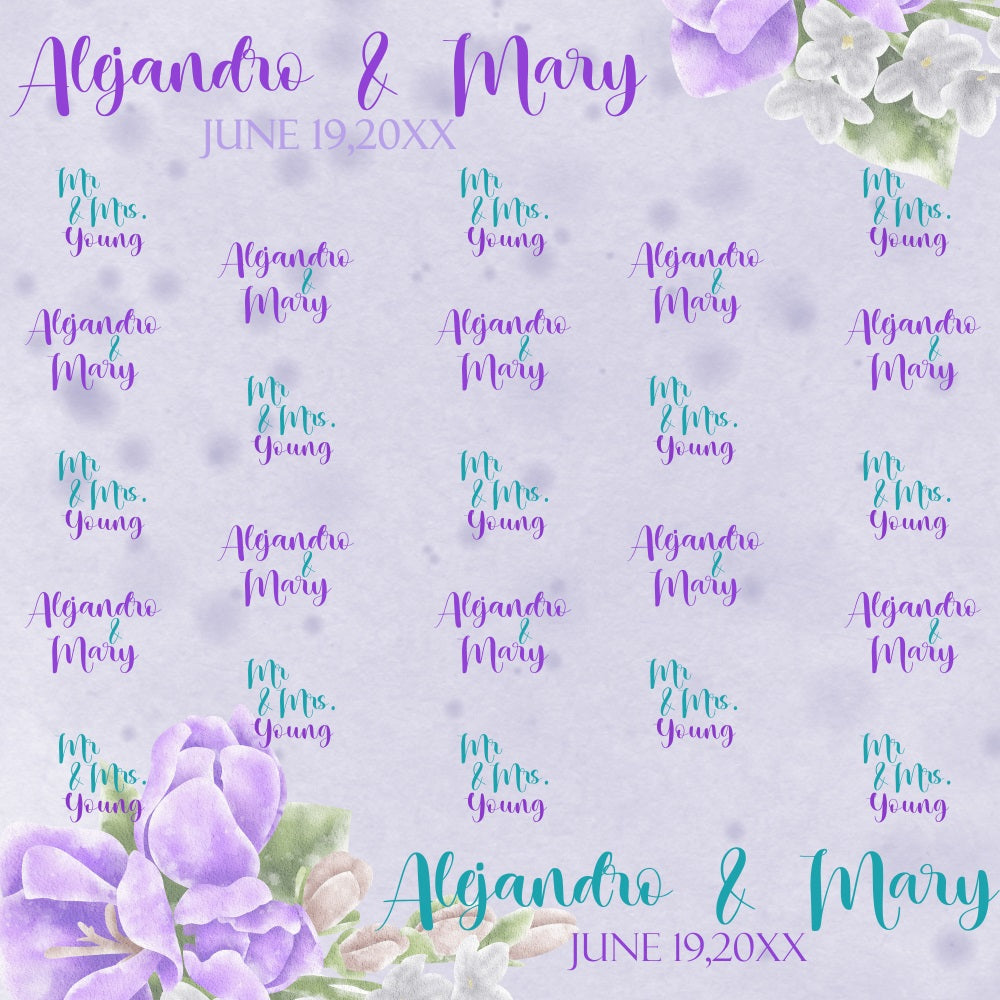 Hochzeit Backdrops Light Lilac Garden Repeat Personalisierte Backdrop BRP5-160