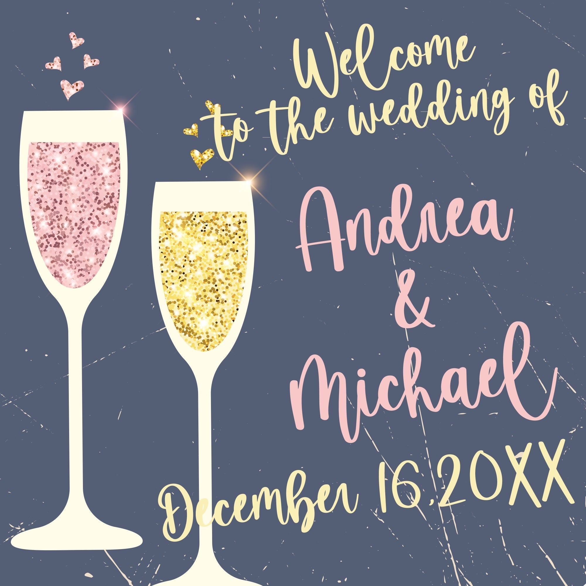 Hochzeit Zeremonie Backdrop Glitter Champagner Liebe Personalisierte Backdrop BRP5-172