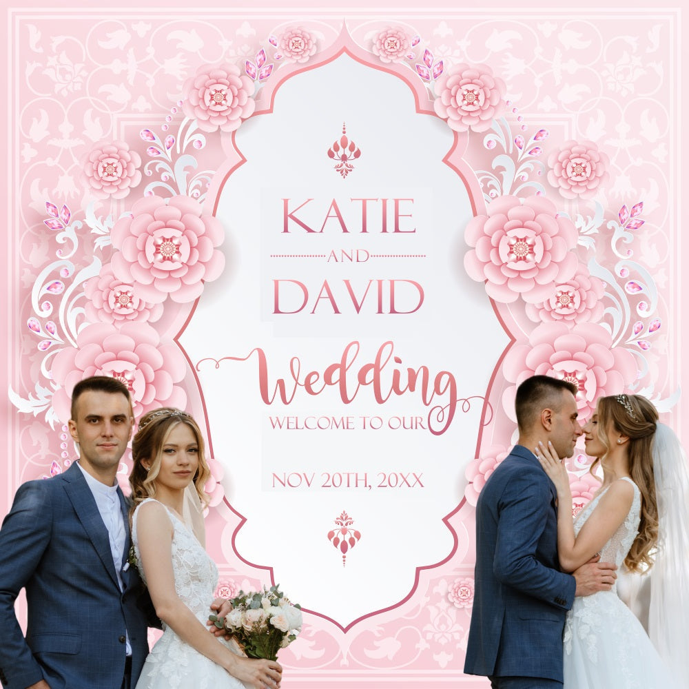 Elegante Hochzeitskulisse Romantisches Blumenmuster Personalisierte Kulisse BRP5-176