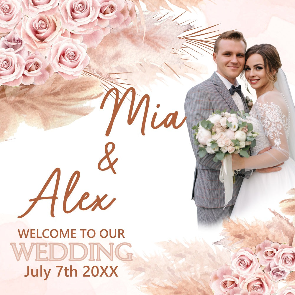 Boho Hochzeit Backdrop Blush Rose Palm Leaf Customized Backdrop BRP5-187
