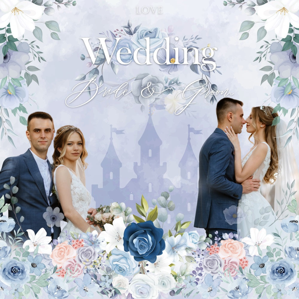 Hintergrund Hochzeit Floral Märchenschloss Personalisierte Kulisse BRP5-191