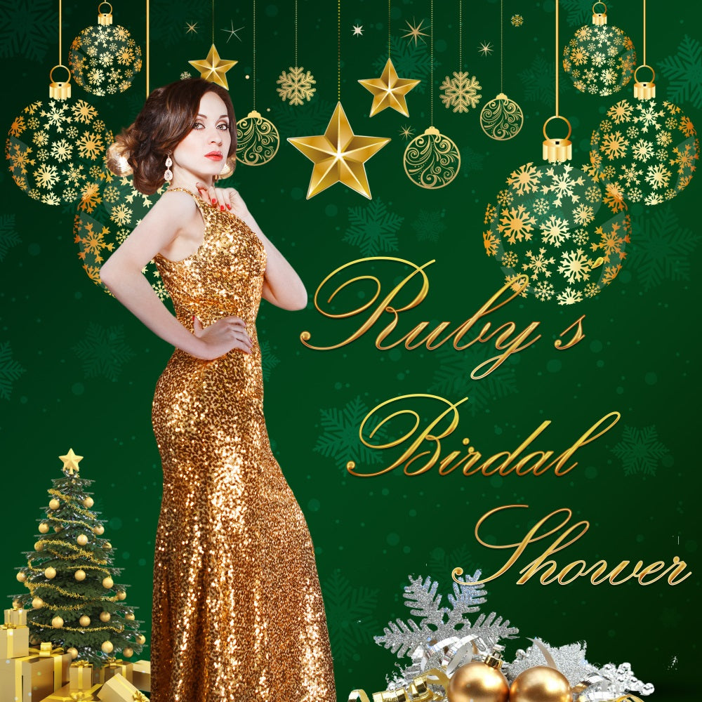 Brautdusche Hintergrund Ideen Grüner Weihnachtsbaum Personalisierte Hintergrund BRP5-200