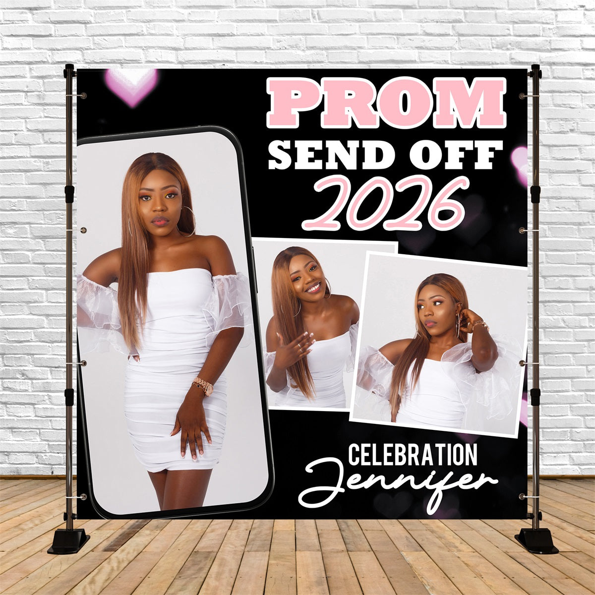 Prom 2026 Backdrop Modern Chic Personalisierte Party Abschlussfeier Backdrop BRP5-237