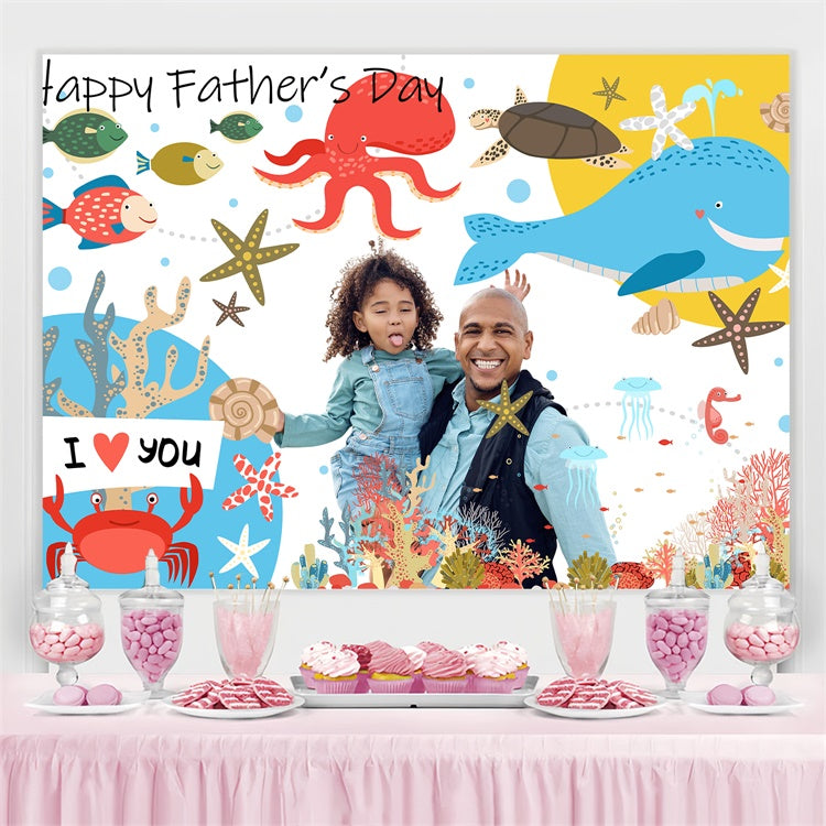 Vatertag Backdrop Marine Leben Aquarell benutzerdefinierte Backdrop BRP5-29