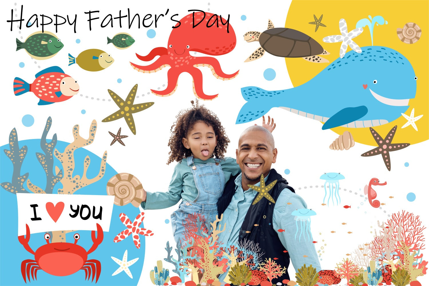 Vatertag Backdrop Marine Leben Aquarell benutzerdefinierte Backdrop BRP5-29